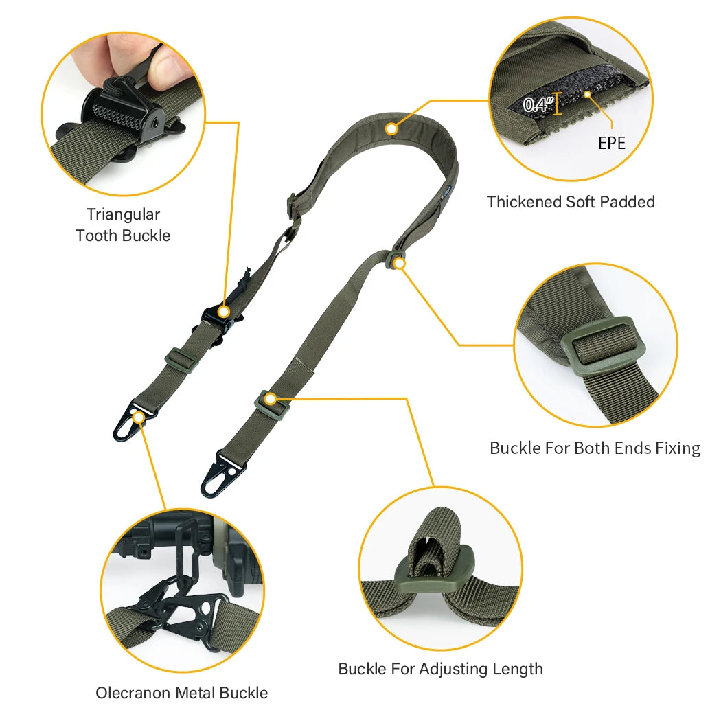 IDOGEAR Tactical R-ifle Slingster 2 Pontos Caça Quick Pull Ranger Verde 3428