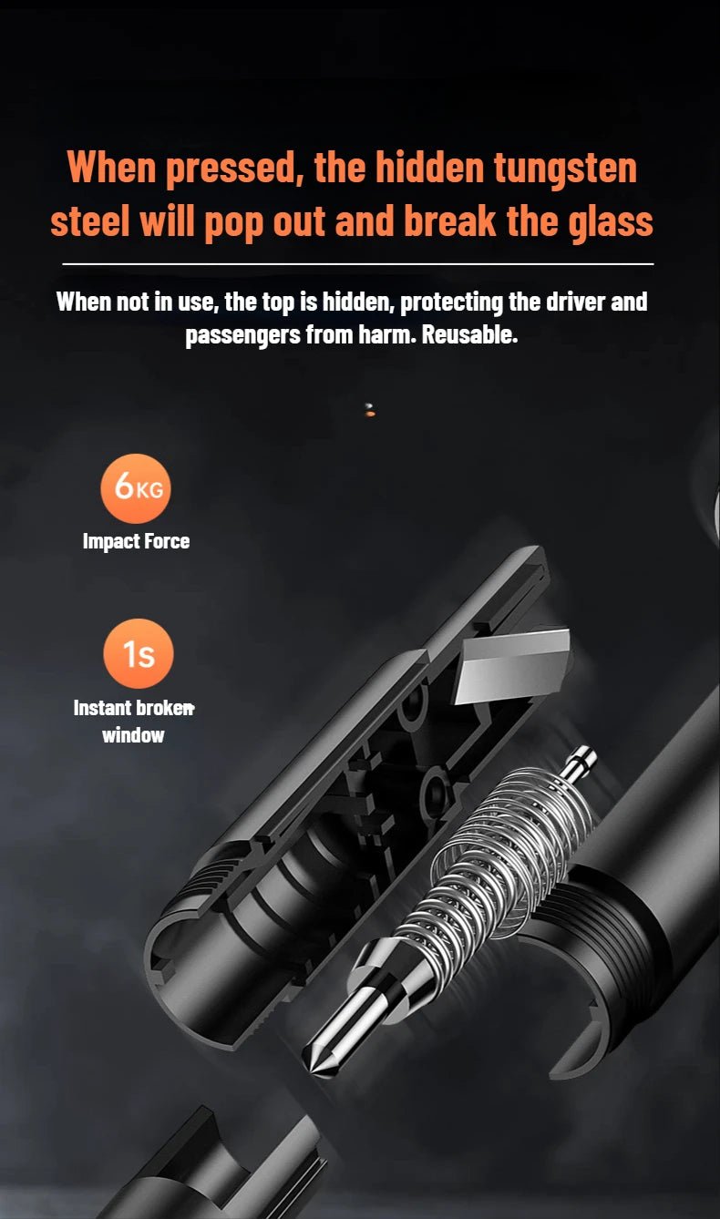 Martelo de segurança para carro 2 em 1, disjuntor de vidro de emergência, corte do cinto de segurança, alta dureza, aço de tungstênio, ferramenta de resgate, acessórios automotivos