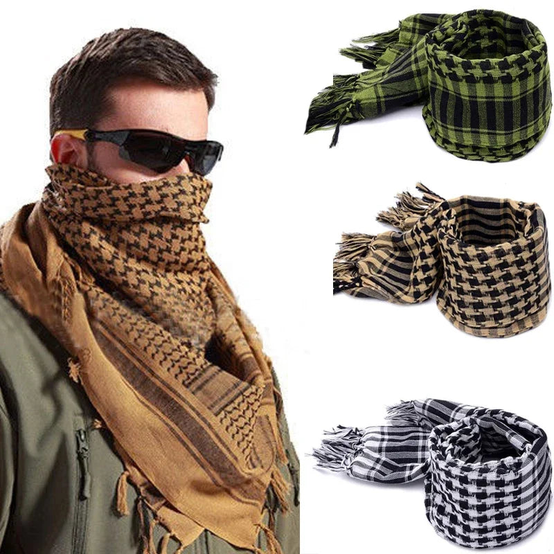 Cachecol tático de caça para homens e mulheres, Desert Keffiyeh, lenço de cabeça e pescoço, envoltório árabe, máscara Airsoft, lenço tático para caminhadas