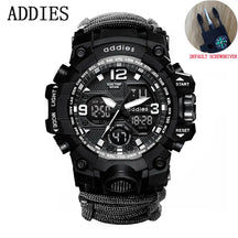 Addies novo esportes ao ar livre led digital relógio masculino bússola assobios à prova dwaterproof água multifuncional relógio de quartzo do exército relogio masculino
