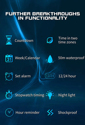 Sanda relógio masculino estilo militar g, despertador digital led, moda esportiva, display duplo, 50m, à prova d'água