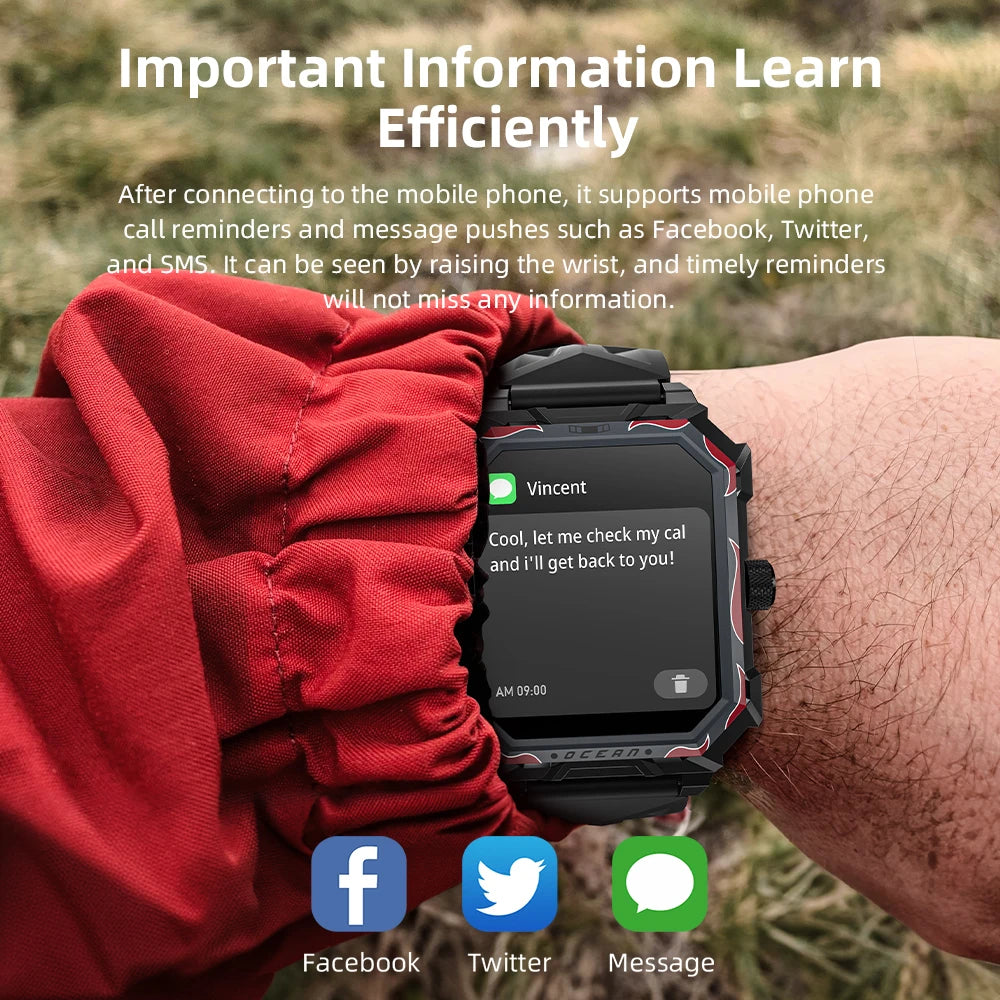 LOKMAT-Oceano Max esporte relógio inteligente, navio emblemático, impermeável, Fitness Tracker, chamadas BT, freqüência cardíaca, sangue, monitor de oxigênio, novo