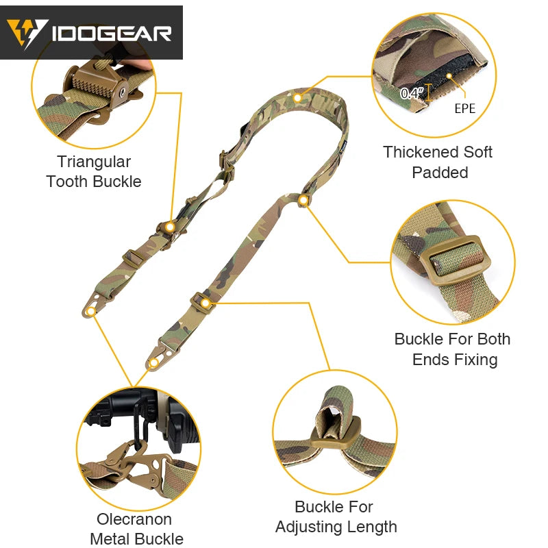 IDOGEAR Tactical R-ifle Slingster 2 Pontos Caça Quick Pull Ranger Verde 3428