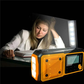 4000mah portátil de emergência rádio energia solar manivela carregamento am/fm rádio meteorológico led leitura lanterna banco carregador telefone