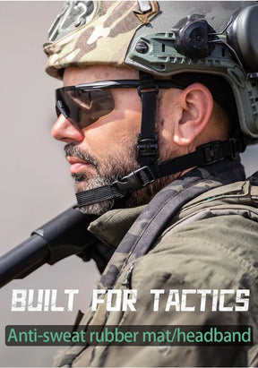 Conjunto de óculos tático com 3 lentes, à prova de vento, poeira, cs, tiro militar, à prova de balas, óculos de sol para motocicleta, montanhismo