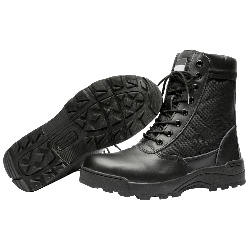 Sapatos masculinos de inverno com renda para montanhismo, botas militares táticas, botas de treinamento de caça respiráveis, botas leves