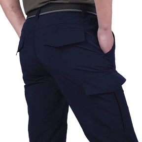 Calça cargo tática masculina de verão, leve, casual, à prova d'água, resistente ao desgaste, multibolsos, caminhadas ao ar livre