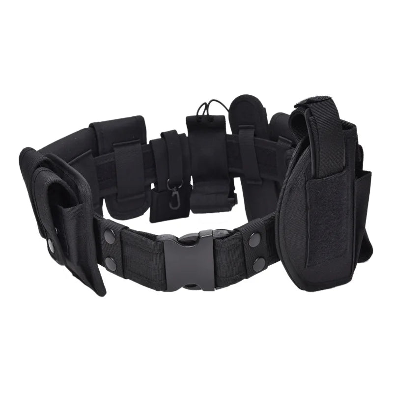 Coldre tático para arma, conjunto de bolsa para lanterna, 10 em 1, kit de utilidades multifuncional, cinto de serviço de polícia, cintos de segurança