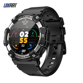LOKMAT-ATTACK 2 PRO Sport Smart Watch, tela de toque redonda completa, chamadas Bluetooth, rastreador de fitness, smartwatches, monitor de freqüência cardíaca