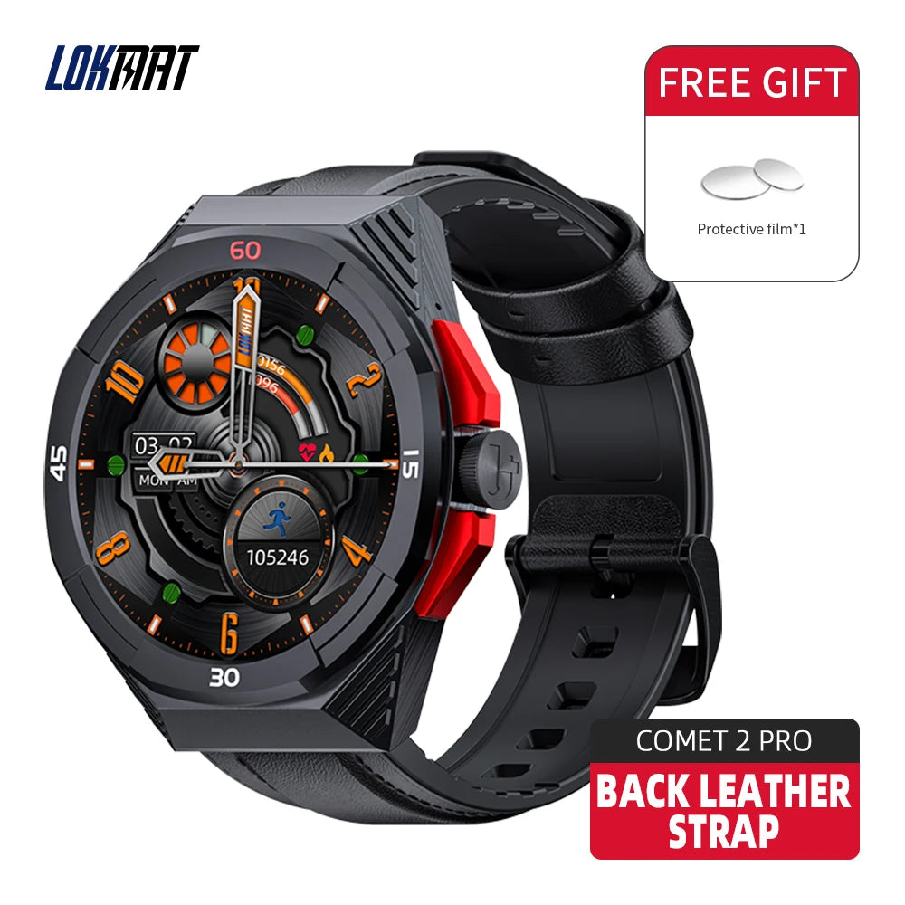 Lokmat-cometa 2 pro relógio inteligente, à prova d'água, com bluetooth, rastreador de fitness, freqüência cardíaca, mensagem, por telefone