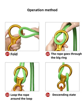 1 pçs escalada mosquetão 8 forma aparelhamento descendente figura de alumínio dispositivo de assagem rapel 35kn oito anel downhill equipamentos