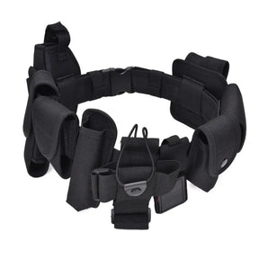 Coldre tático para arma, conjunto de bolsa para lanterna, 10 em 1, kit de utilidades multifuncional, cinto de serviço de polícia, cintos de segurança