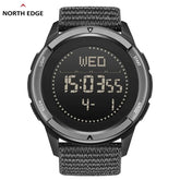 North edge relógio masculino alpes 45mm esportes ao ar livre natação metrônomo bússola à prova dwaterproof água caso de fibra carbono pulseira de náilon relógio masculino