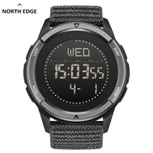 North edge relógio masculino alpes 45mm esportes ao ar livre natação metrônomo bússola à prova dwaterproof água caso de fibra carbono pulseira de náilon relógio masculino