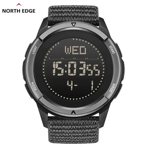 North edge relógio masculino alpes 45mm esportes ao ar livre natação metrônomo bússola à prova dwaterproof água caso de fibra carbono pulseira de náilon relógio masculino