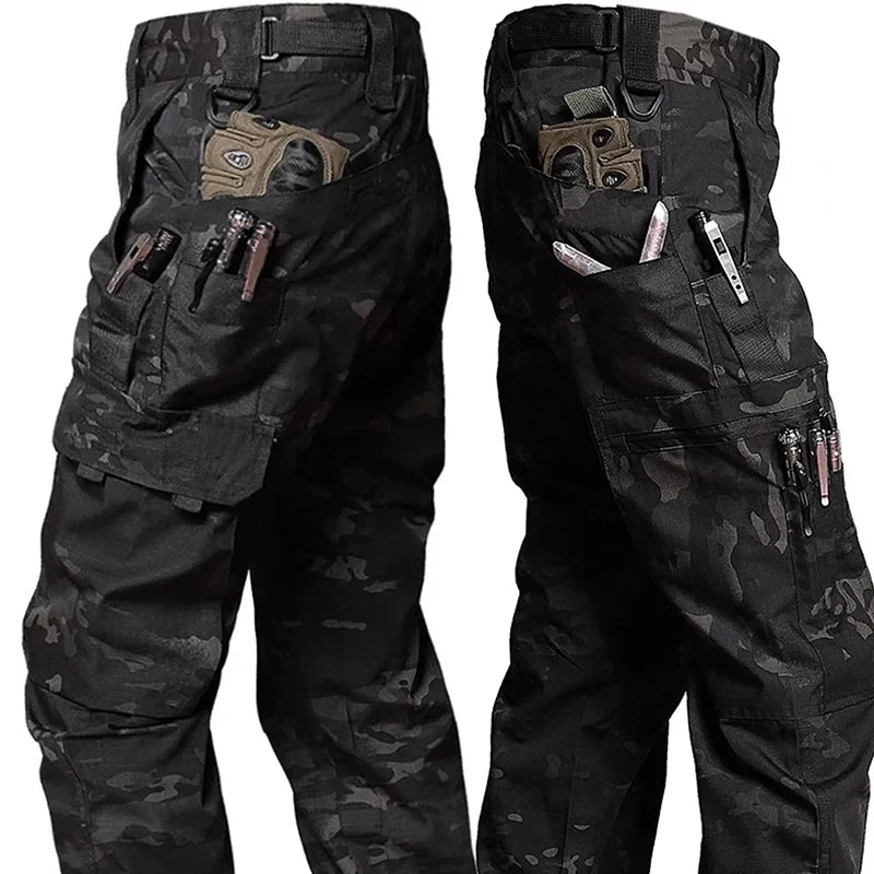 Novas calças de trabalho tático dos homens calças de carga ao ar livre multi-bolso impermeável calça outono primavera ao ar livre workwear caminhadas