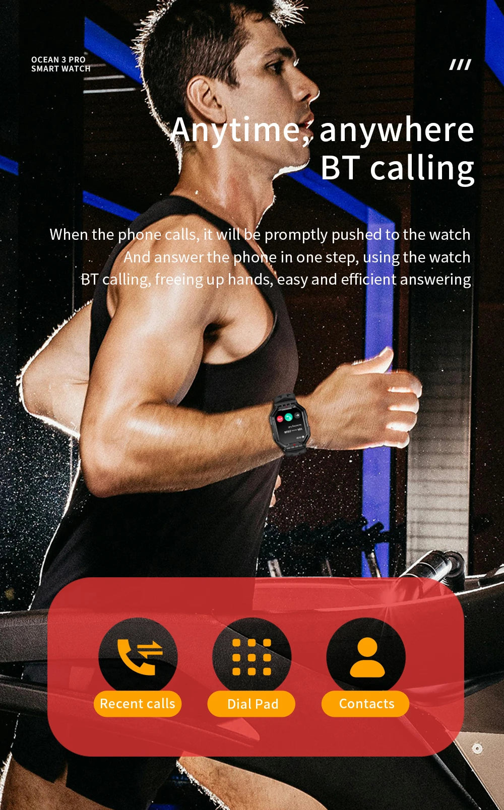 Lokmat oceano 3 pro esporte relógio inteligente robusto fitness à prova dwaterproof água smartwatches monitor de freqüência cardíaca relógio tela toque completo