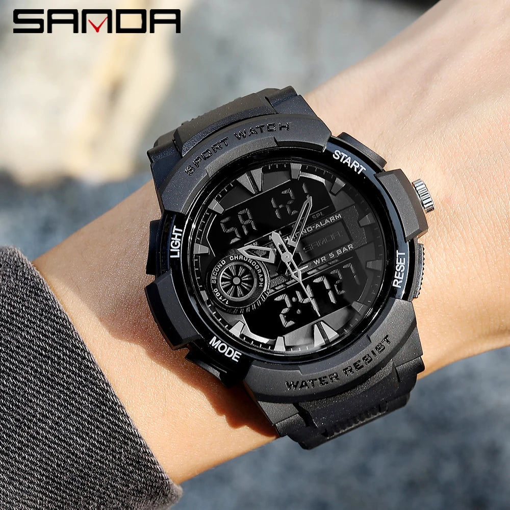 Sanda marca superior g-estilo relógio militar masculino led digital esportes cronômetro relógios homem à prova dwaterproof água relógio de pulso de quartzo eletrônico dos homens