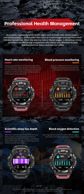 Lokmat novo ataque 3 pro robusto relógio inteligente bluetooth chamadas rastreador de fitness lanterna mensagem push monitor freqüência cardíaca para o telefone