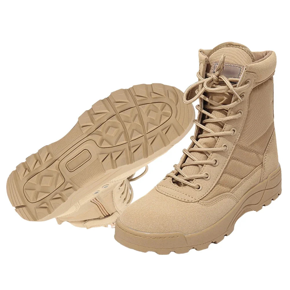 Sapatos masculinos de inverno com renda para montanhismo, botas militares táticas, botas de treinamento de caça respiráveis, botas leves