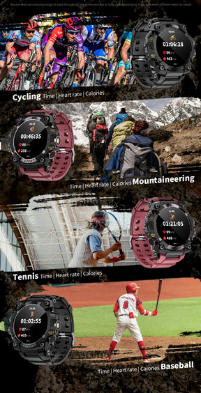 Lokmat novo ataque 3 pro robusto relógio inteligente bluetooth chamadas rastreador de fitness lanterna mensagem push monitor freqüência cardíaca para o telefone