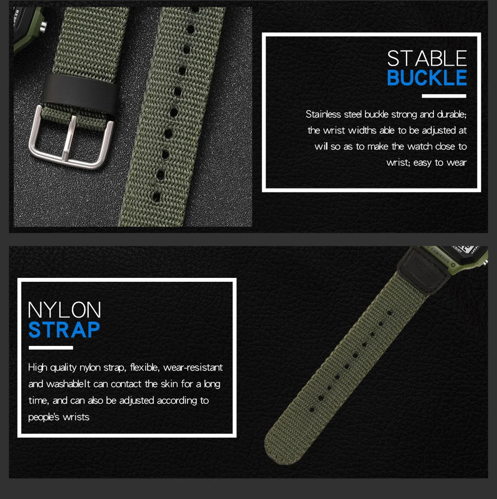 Synoke relógio digital militar ao ar livre para homens moda retro pulseira de lona de náilon esportes relógio à prova dwaterproof água multifuncional luminoso