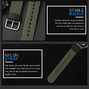 Synoke relógio digital militar ao ar livre para homens moda retro pulseira de lona de náilon esportes relógio à prova dwaterproof água multifuncional luminoso