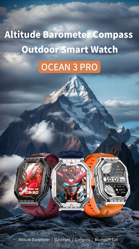 Lokmat oceano 3 pro esporte relógio inteligente robusto fitness à prova dwaterproof água smartwatches monitor de freqüência cardíaca relógio tela toque completo