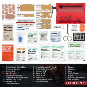 Kit de primeiros socorros pequeno Rhino Rescue – Kit médico ultraleve à prova d'água para caminhadas, mochilão, ciclismo, veículos de viagem