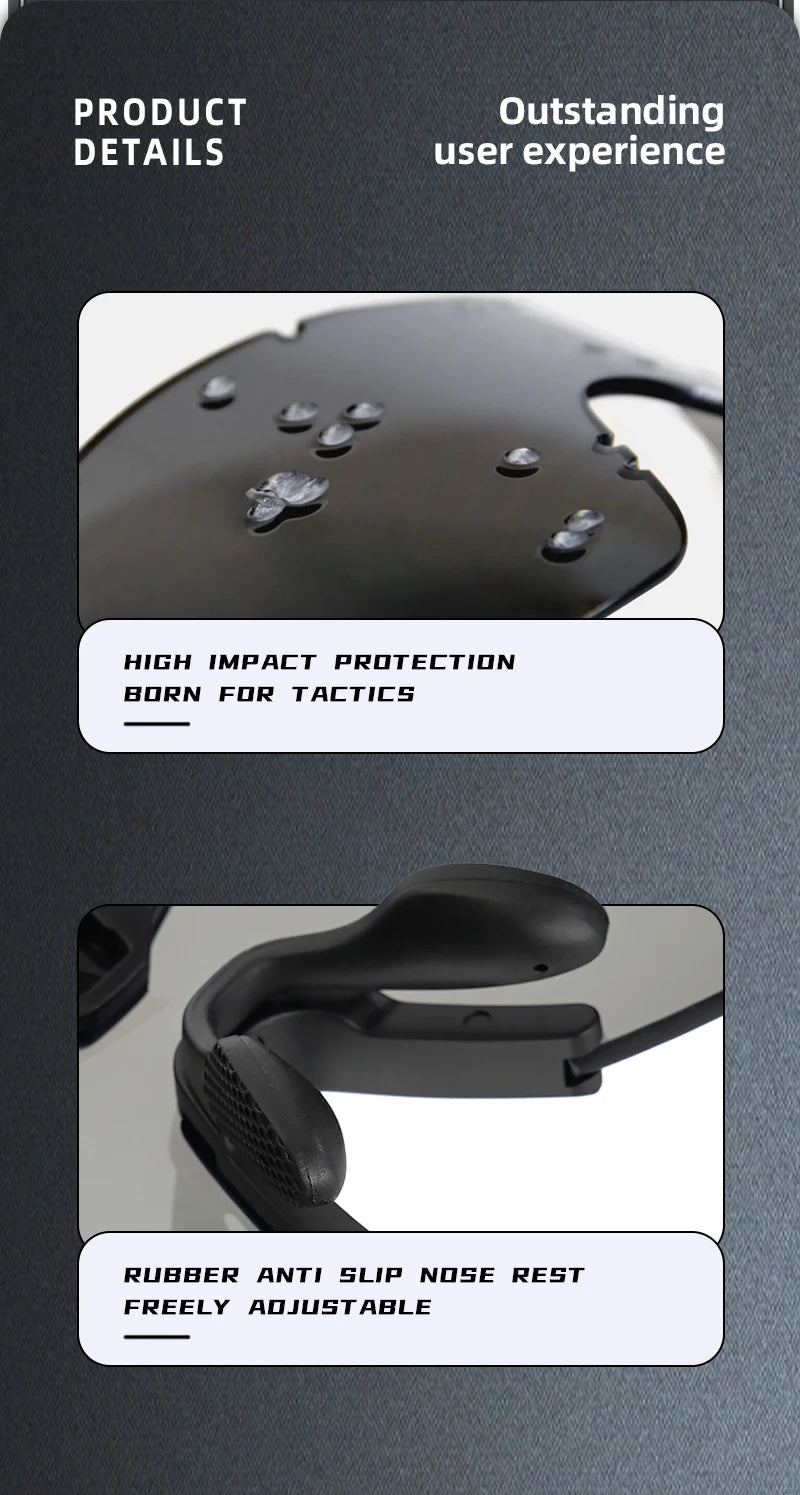 Conjunto de óculos tático à prova de vento, à prova de poeira, cs, militar, tiro, à prova de balas, motocicleta, montanhismo