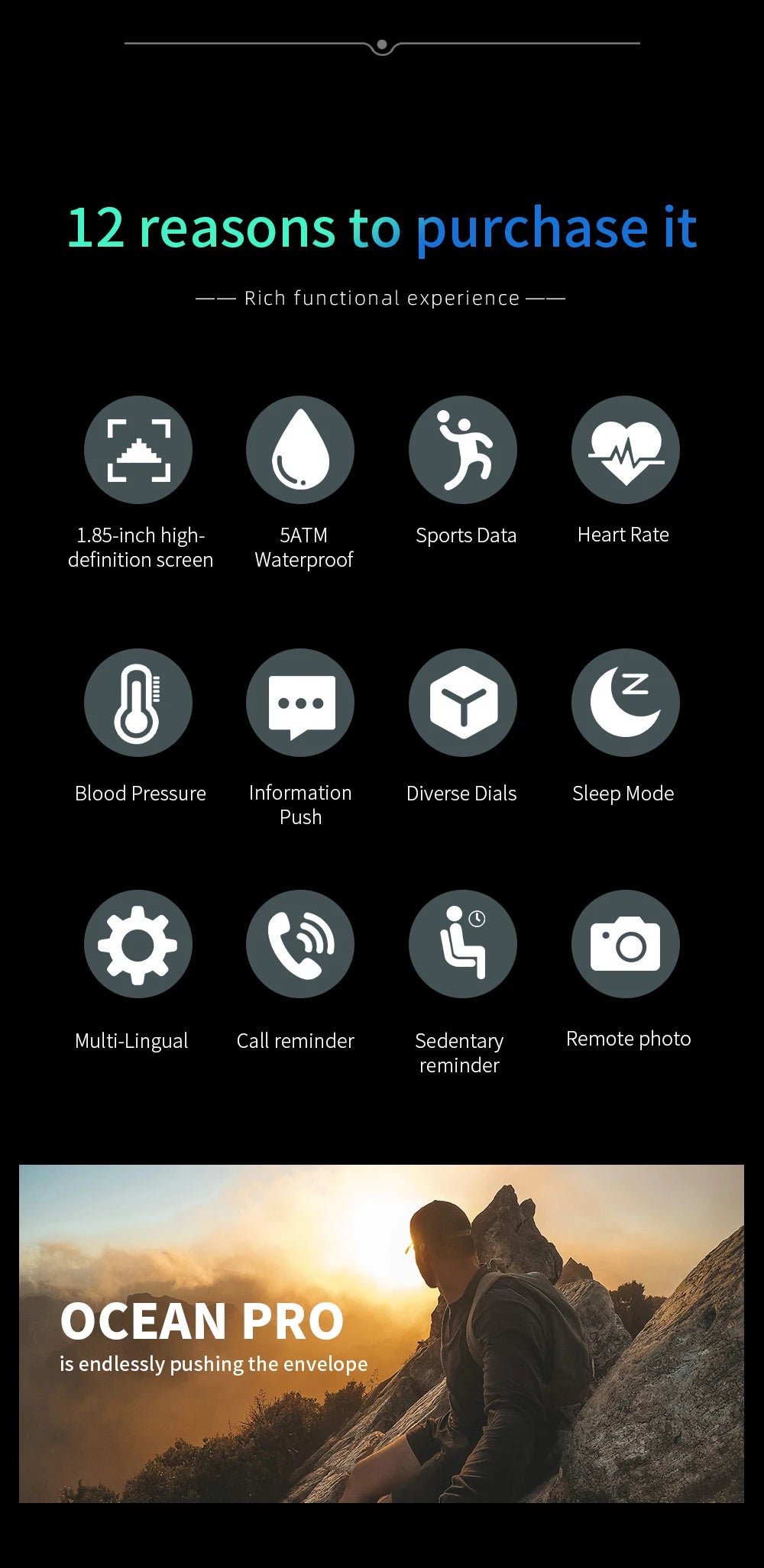 LOKMAT-OCEAN PRO Saúde e Monitoramento Esportivo Relógio Inteligente para Homens, Notificação Inteligente, Compatível com iOS e Android