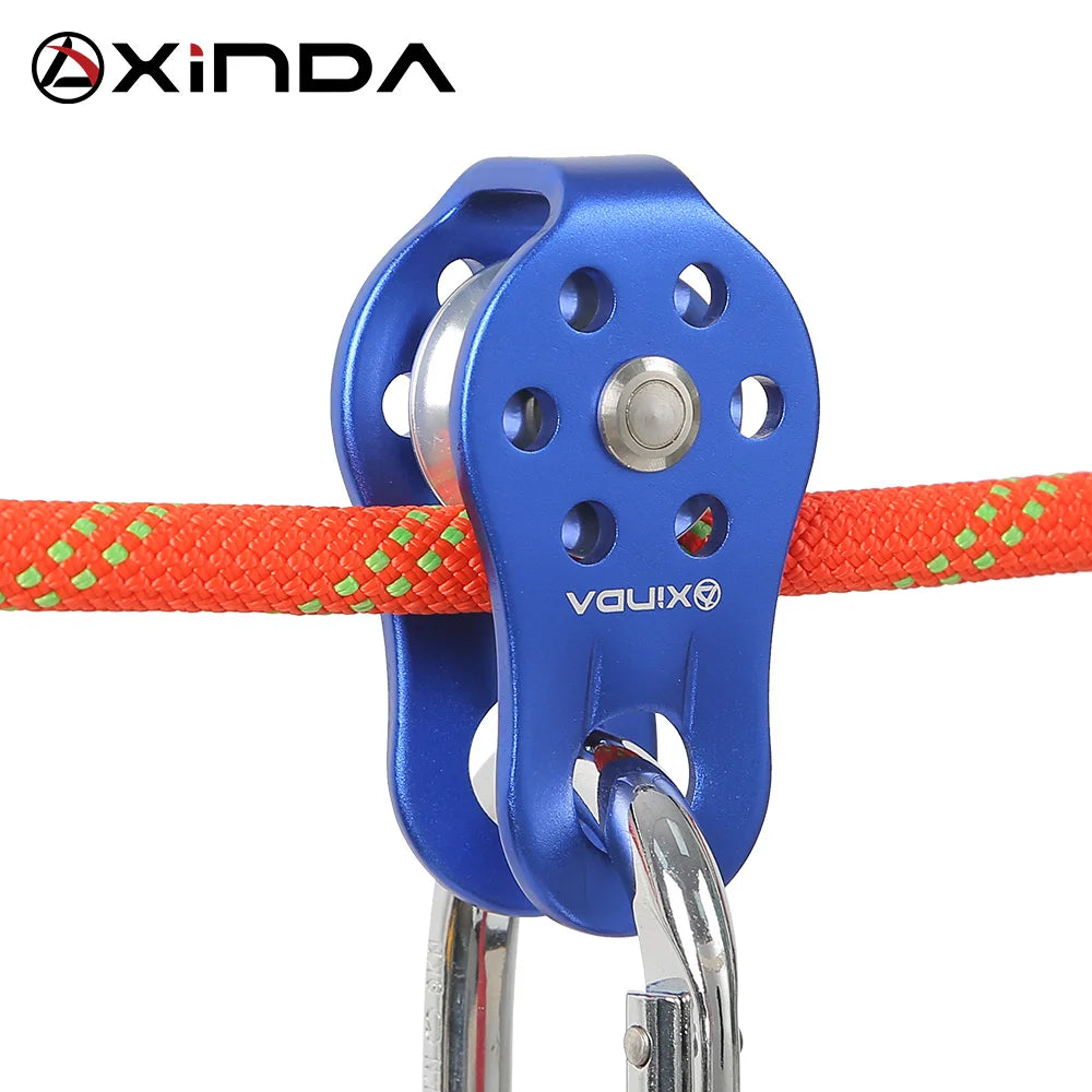 Polia de escalada xinda, placa lateral fixa, polia de polia única, ferramenta de sobrevivência ao ar livre, alta altitude, equipamento de transporte transversal