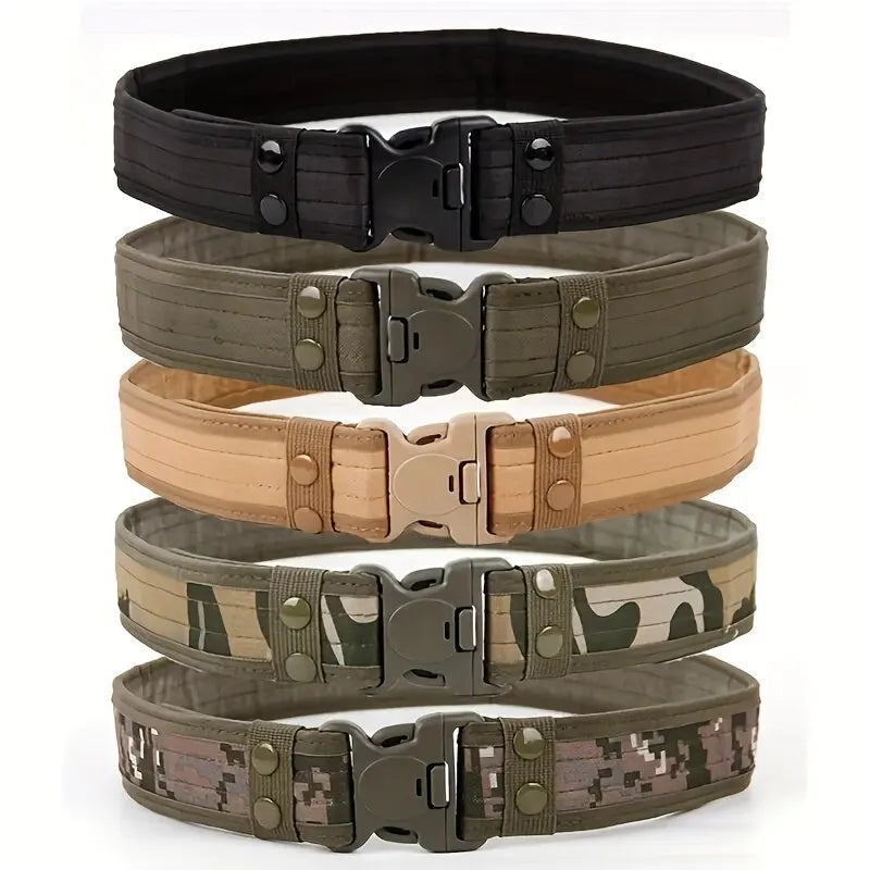 Cinto masculino camuflagem ao ar livre cinto tático oxford pano cinto de montanhismo cinto de náilon cintura larga cinto de trabalho cintos neutros