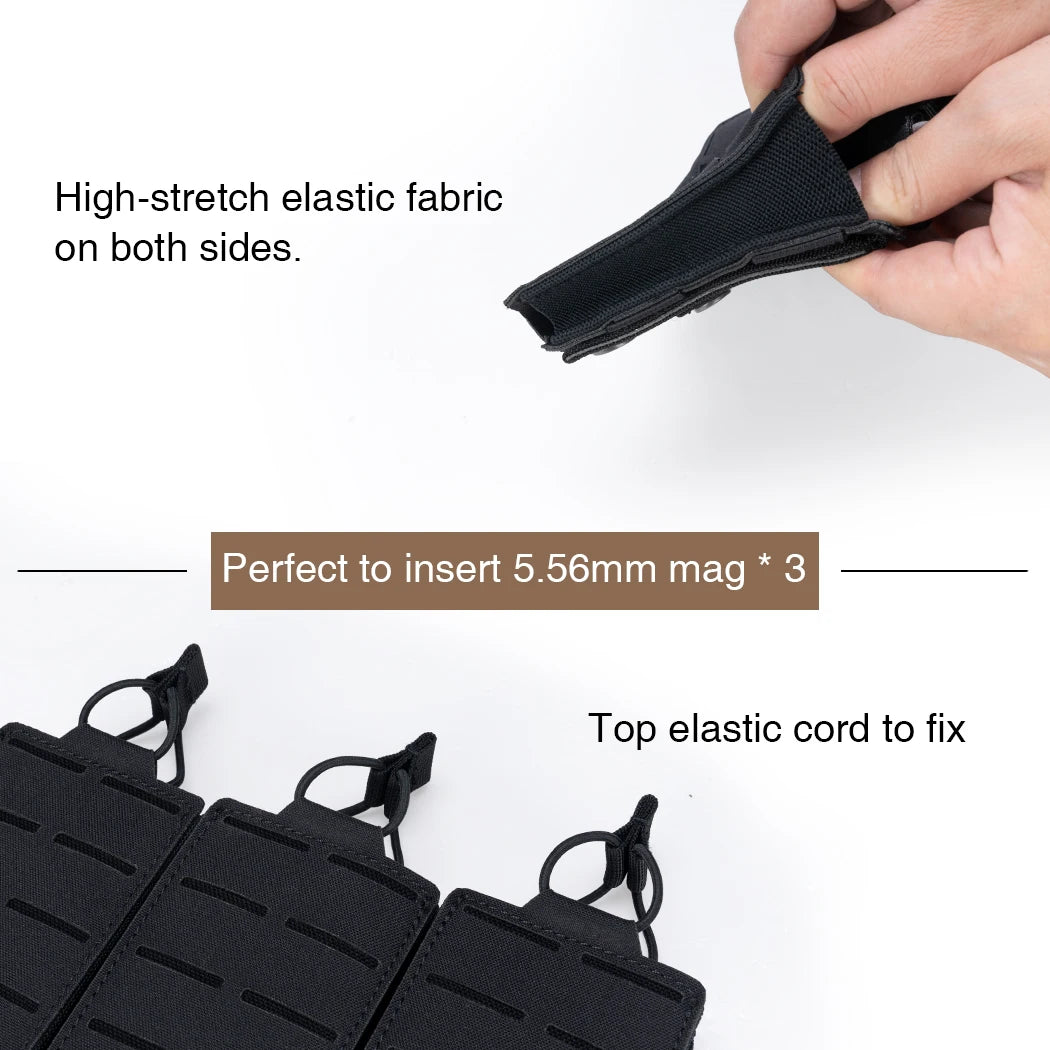 IDOGEAR Tático LSR 556 Mag Bolsa Triplo Mag Carrier MOLLE Bolsa Corte a Laser 3567