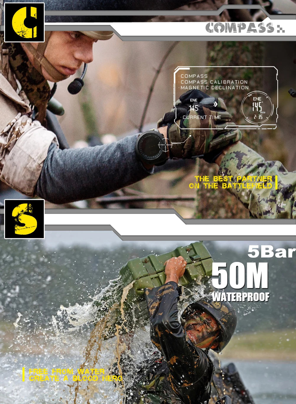 North edge esporte masculino relógio digital horas correndo natação militar do exército relógios altímetro barômetro bússola à prova dwaterproof água 50m