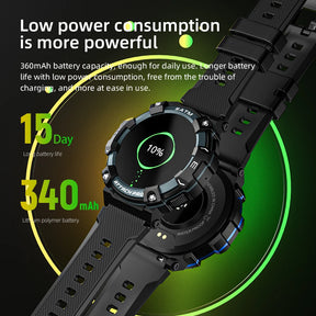 LOKMAT-ATTACK 2 PRO Sport Smart Watch, tela de toque redonda completa, chamadas Bluetooth, rastreador de fitness, smartwatches, monitor de freqüência cardíaca