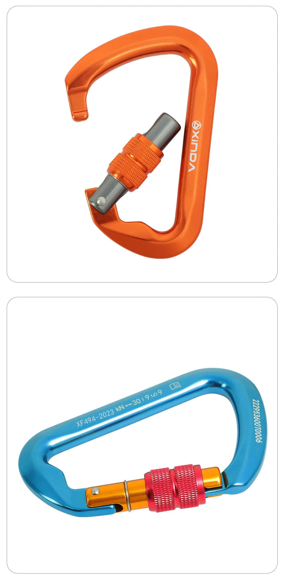 Xinda mosquetão ao ar livre escalada montanha pouso 30kn equipamento de operação de alta altitude liga alumínio fivela de segurança gancho