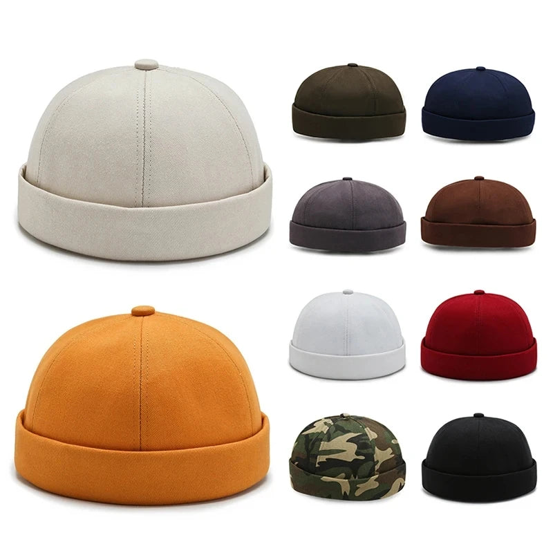 2024 novo gorro hip hop solidéu na moda cor streetwear portátil melão boné moda headwear bonés painéis elásticos hip hop chapéu
