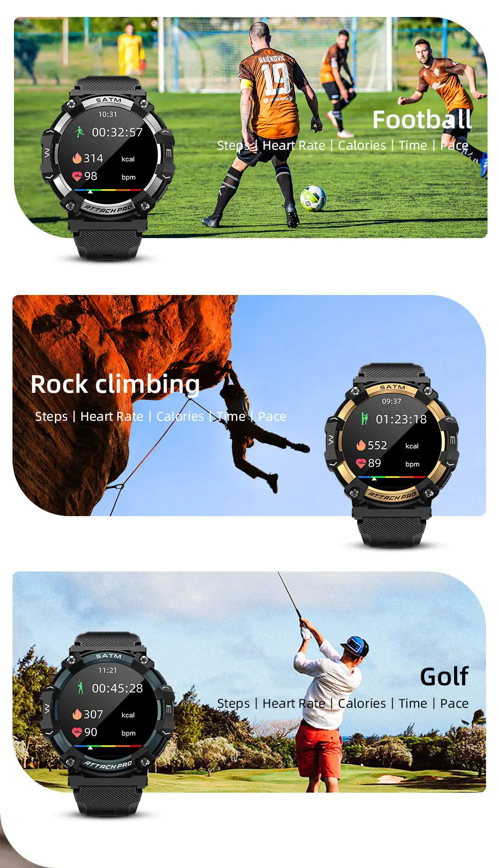 LOKMAT-ATTACK 2 PRO relógios inteligentes para homens e mulheres, fitness, esportes ao ar livre, monitoramento de saúde, compatível com android, ios