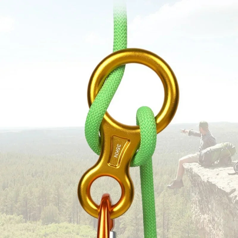 1 pçs escalada mosquetão 8 forma aparelhamento descendente figura de alumínio dispositivo de assagem rapel 35kn oito anel downhill equipamentos