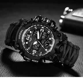 Addies novo esportes ao ar livre led digital relógio masculino bússola assobios à prova dwaterproof água multifuncional relógio de quartzo do exército relogio masculino