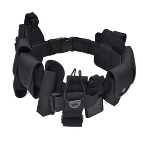 Coldre tático para arma, conjunto de bolsa para lanterna, 10 em 1, kit de utilidades multifuncional, cinto de serviço de polícia, cintos de segurança