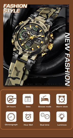 LIGE Digital Men Militar Watch 50m Relógio de pulso à prova d'água LED Relógio de quartzo Relógio esportivo Masculino Relógios grandes Homens Relogios Masculino