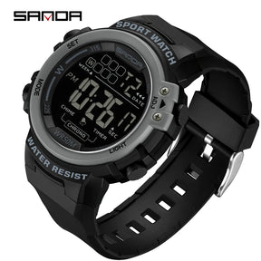 Sanda relógio masculino estilo militar g, despertador digital led, moda esportiva, display duplo, 50m, à prova d'água