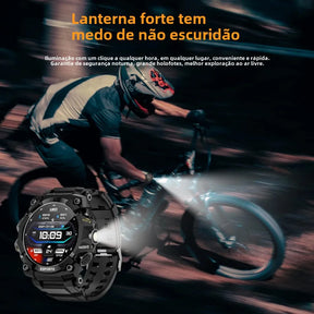Lokmat novo ataque 3 pro robusto relógio inteligente bluetooth chamadas rastreador de fitness lanterna mensagem push monitor freqüência cardíaca para o telefone