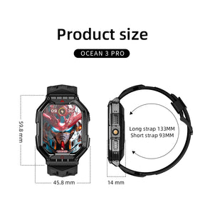 Lokmat oceano 3 pro esporte relógio inteligente robusto fitness à prova dwaterproof água smartwatches monitor de freqüência cardíaca relógio tela toque completo