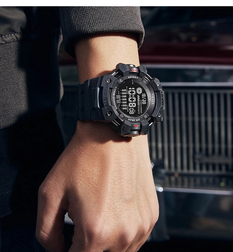 Smael relógio digital militar led esportes relógios de pulso 50m à prova dwaterproof água led cronômetro 8050 relógios do exército digital grande dail relógio alarme