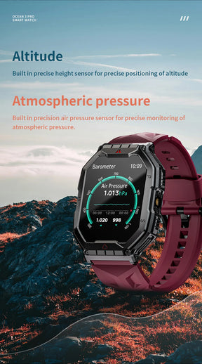 Lokmat oceano 3 pro esporte relógio inteligente robusto fitness à prova dwaterproof água smartwatches monitor de freqüência cardíaca relógio tela toque completo