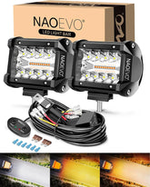 Naoevo 4 Polegada 2 pçs led pod luzes ponto inundação combo led nevoeiro condução 4x4 fora da estrada luzes de trabalho para caminhão barco atv utv jeep
