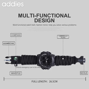 Addies novo esportes ao ar livre led digital relógio masculino bússola assobios à prova dwaterproof água multifuncional relógio de quartzo do exército relogio masculino